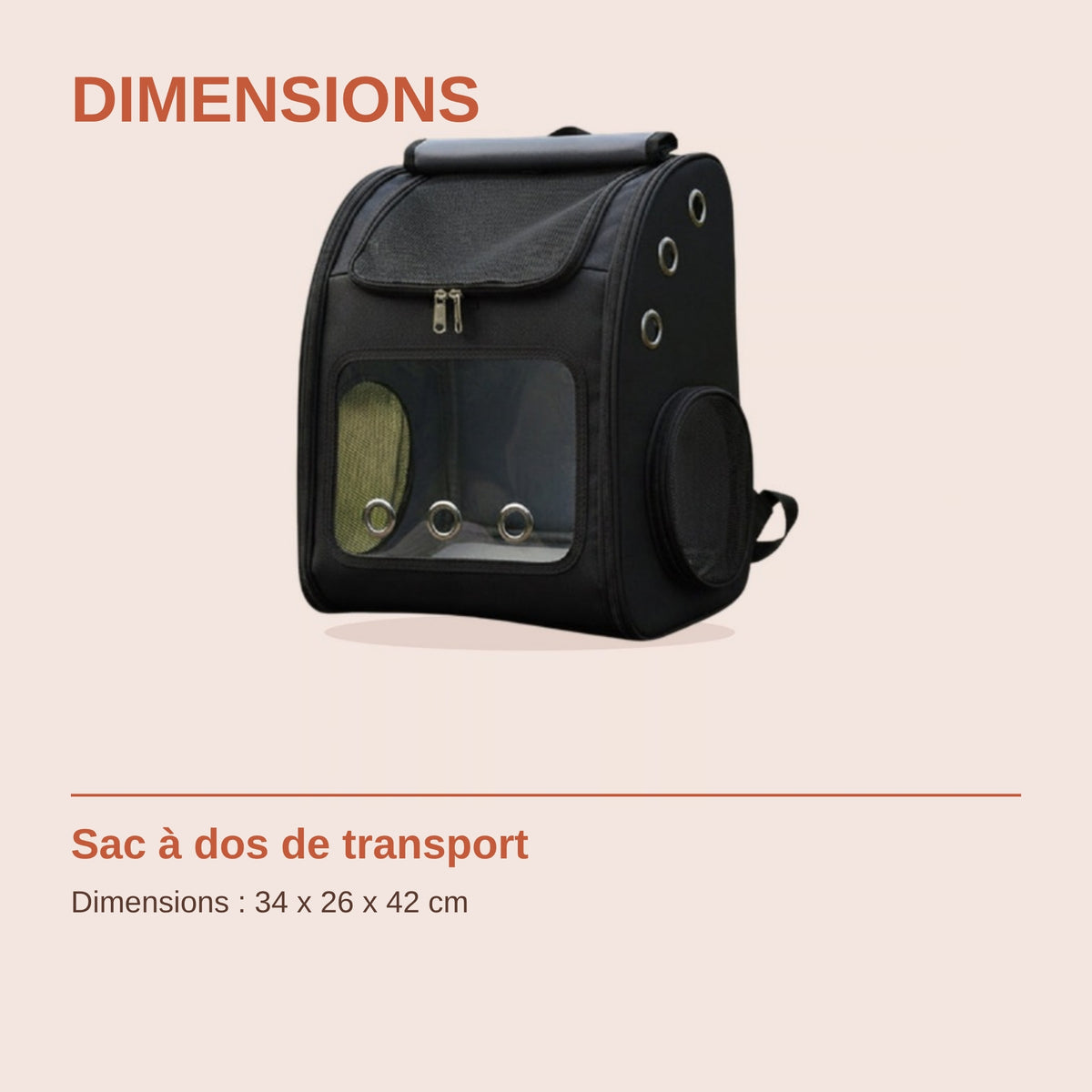 Dimensions du sac à dos de transport
