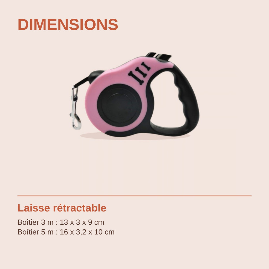Dimensions de la laisse rétractable
