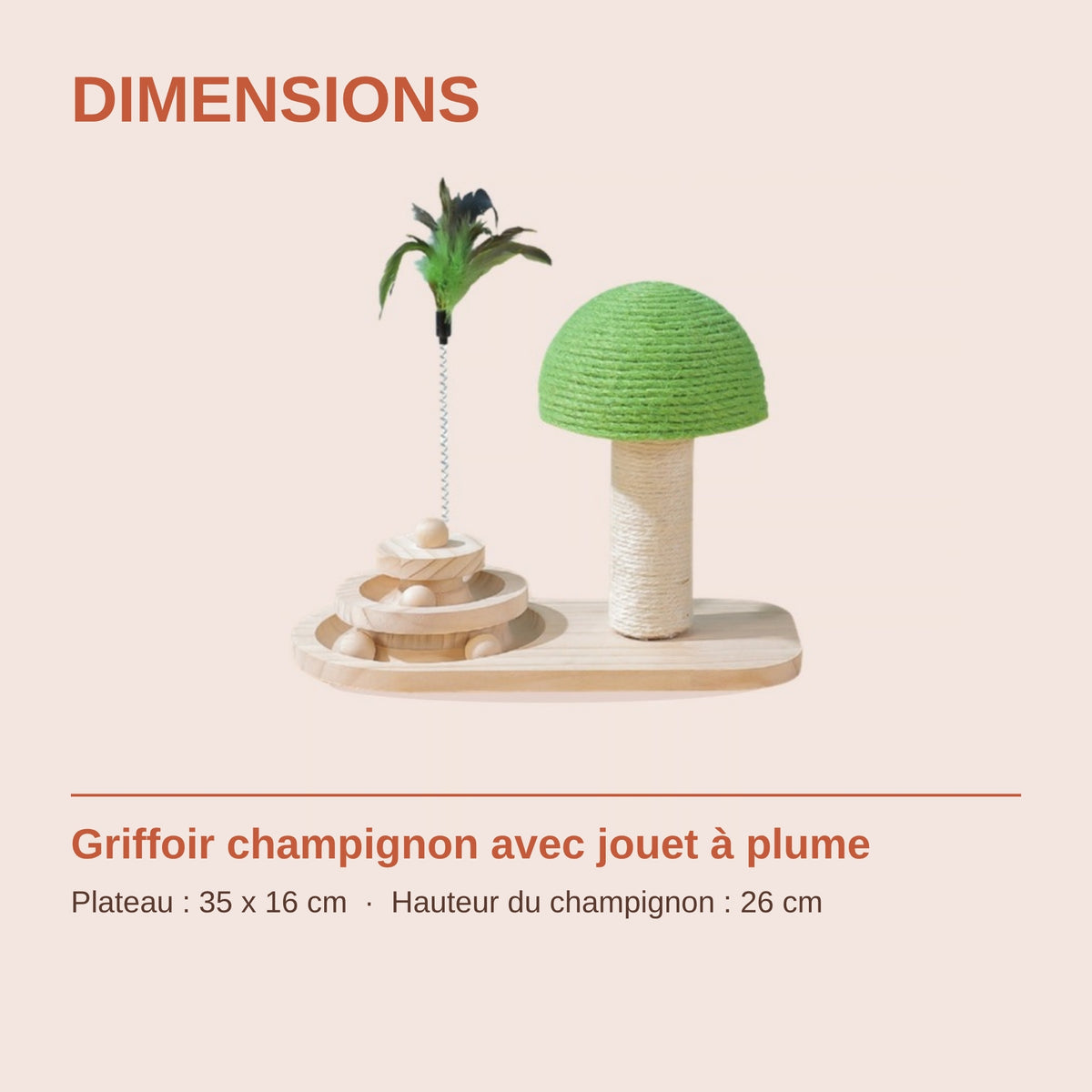 Dimensions du griffoir champignon