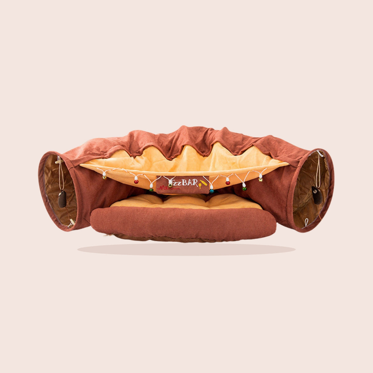 Panier tunnel pour chat, caramel