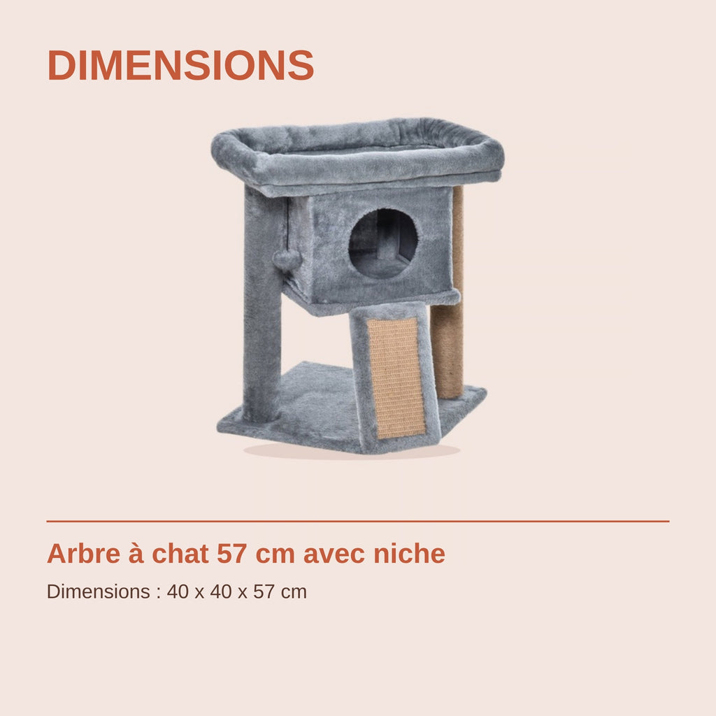 Dimensions de l'arbre à chat 57 cm