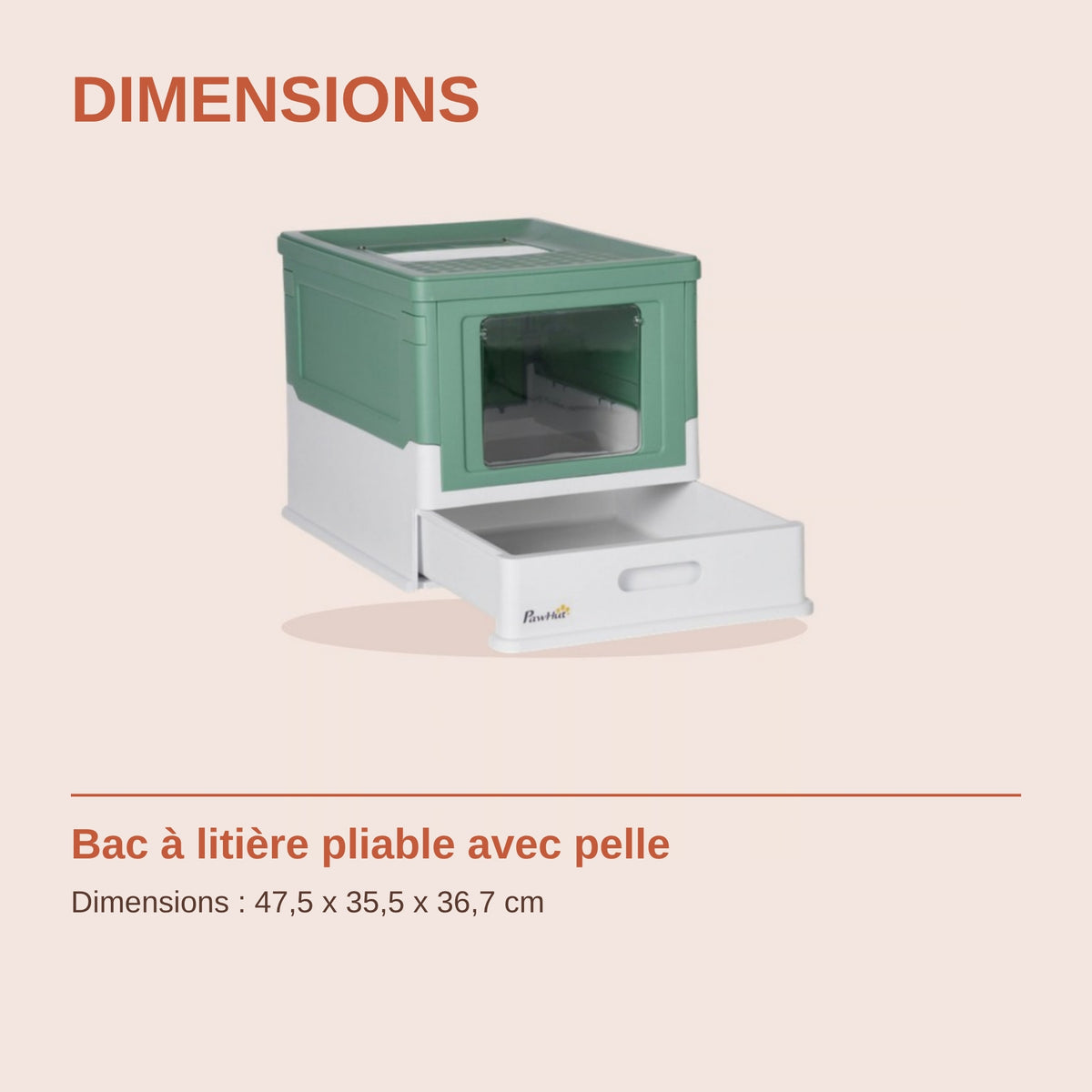 Dimensions du bac à litière pliable