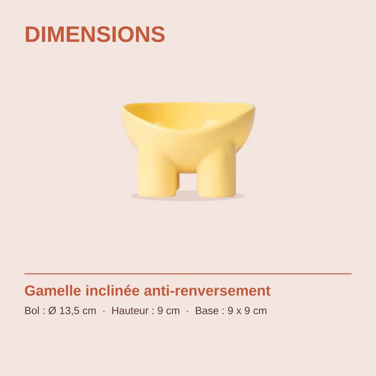 Dimensions de la gamelle inclinée