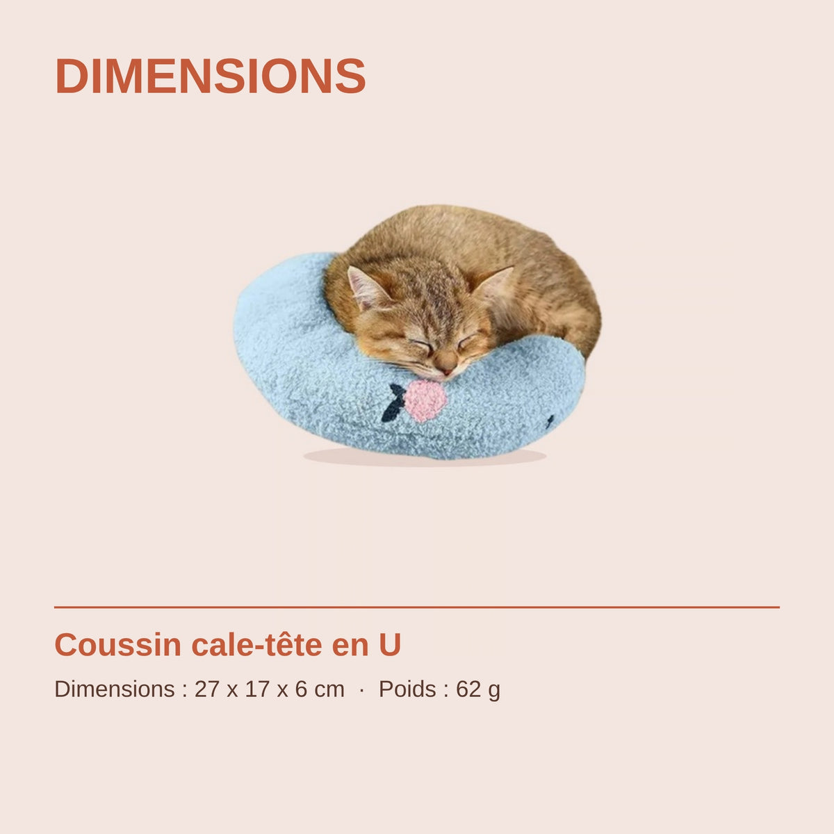 Dimensions du coussin cale-tête en U