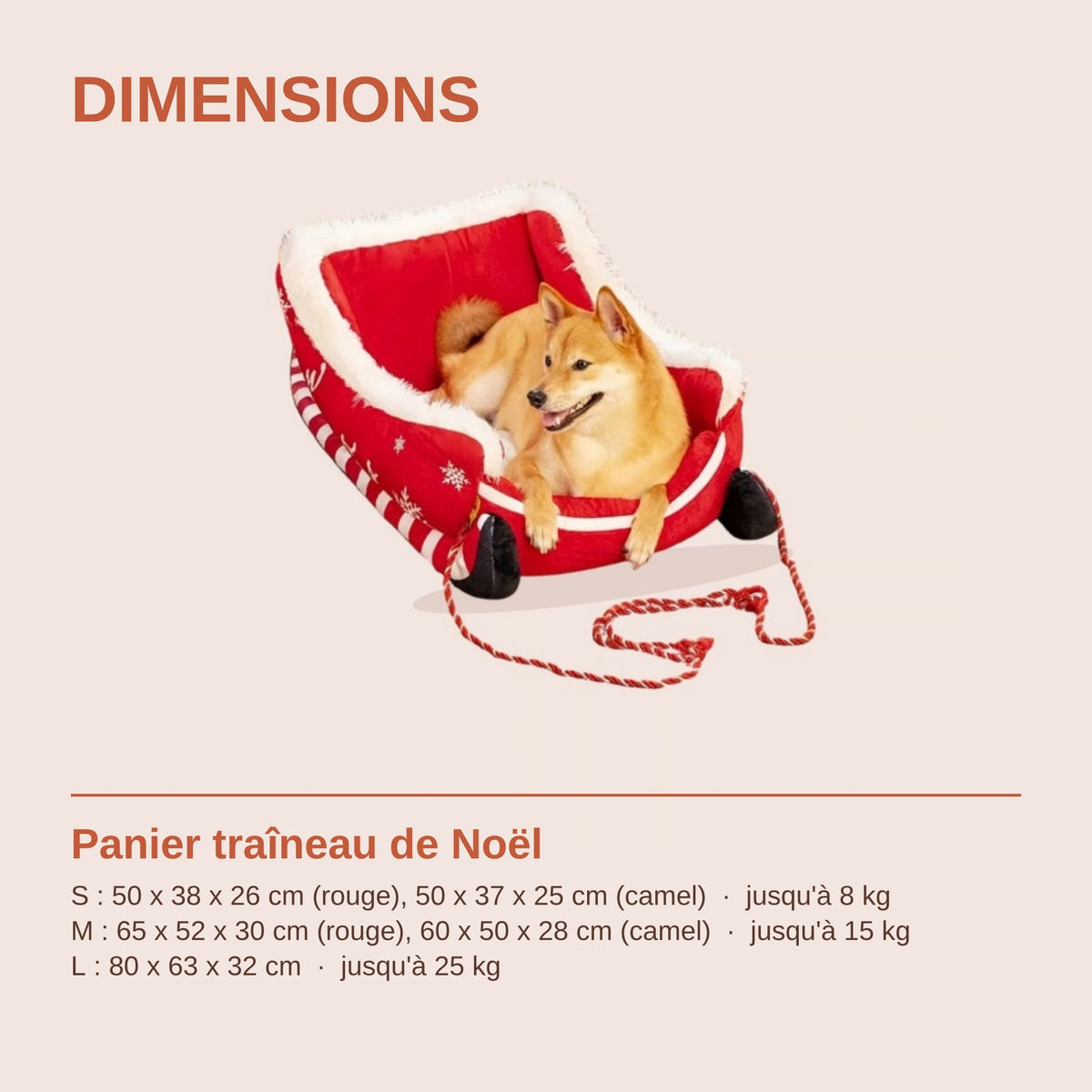 Dimensions du panier traîneau de Noël