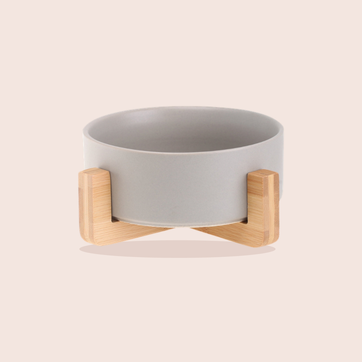 Gamelle en céramique sur support en bois pour chien et chat