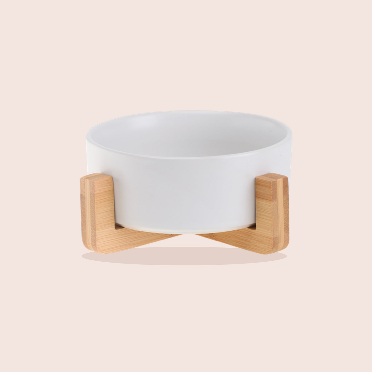 Gamelle en céramique sur support en bois pour chien et chat