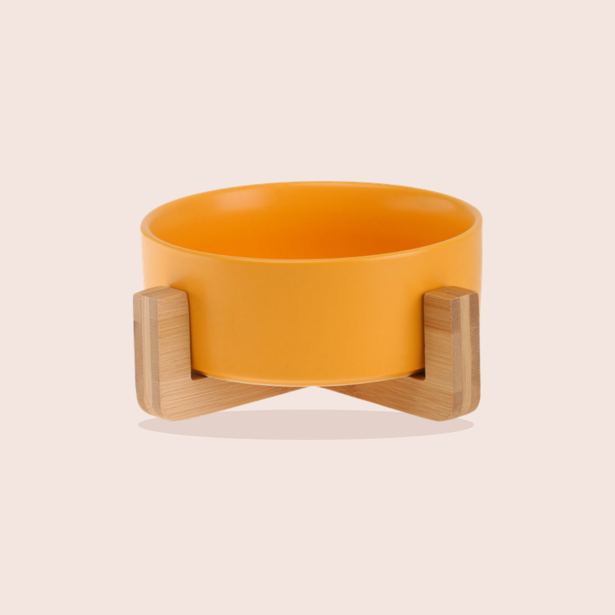 Gamelle en céramique sur support en bois pour chien et chat