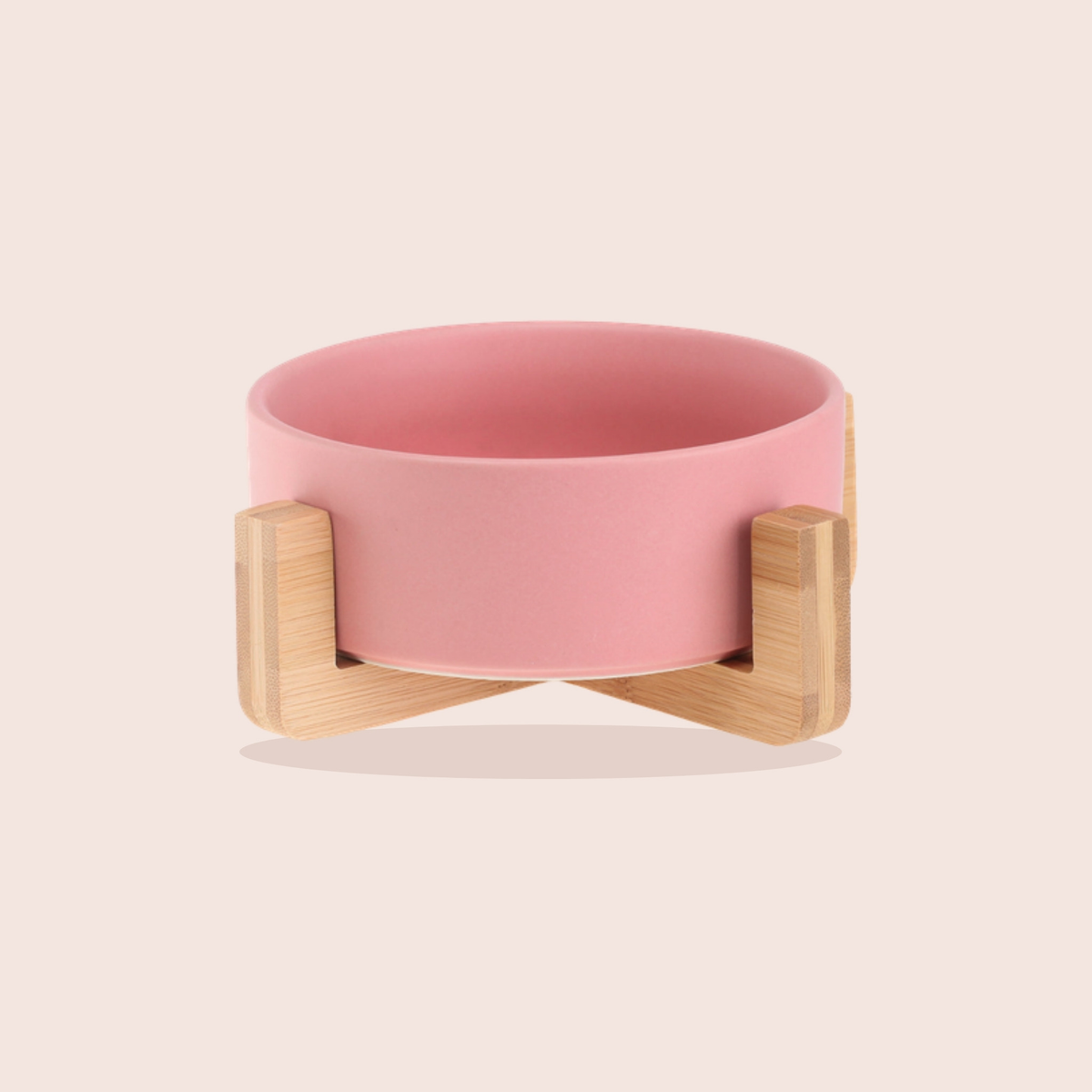 Gamelle en céramique sur support en bois pour chien et chat