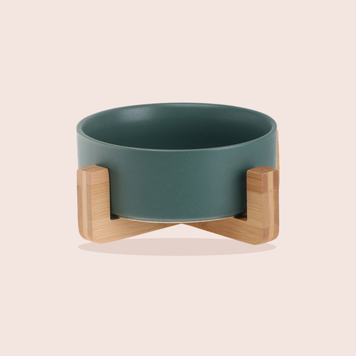 Gamelle en céramique sur support en bois pour chien et chat