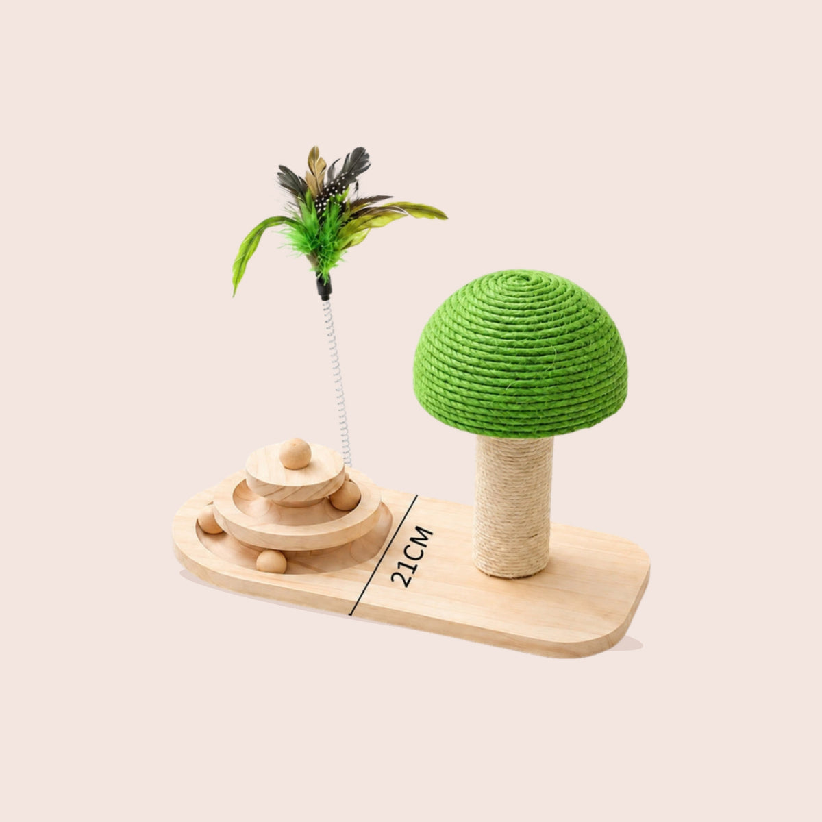 Griffoir champignon avec jouet à plume pour chat